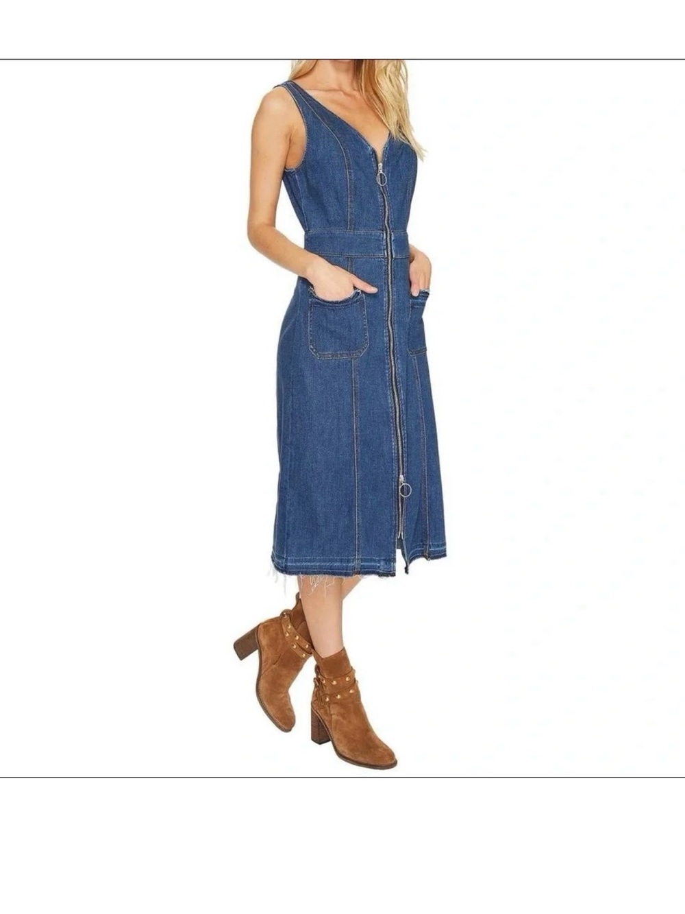 7 For All Mankind V-Neck Denim Dress